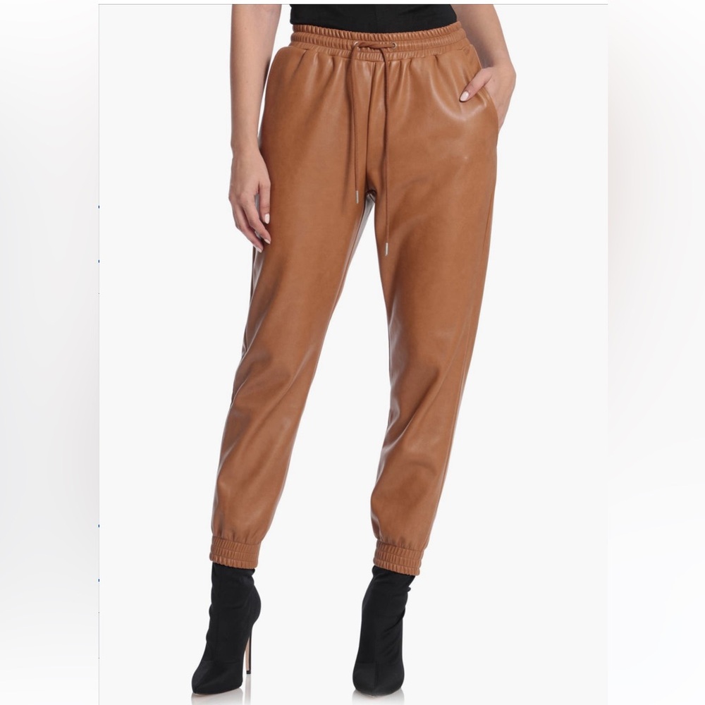 Preloved: Cognac Faux Leather Joggers
